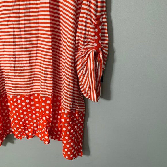 NEW Ali Miles red white mixed print jersey knit long sleeve tunic top shirt - Picture 2 of 10